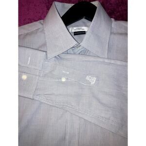 VERSACE Men's Button Down Shirt w Embroidered Medusa Size 17 Long Sleeve Blue